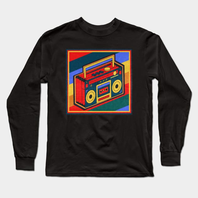 Retro Boombox Long Sleeve T-Shirt by FullOnNostalgia